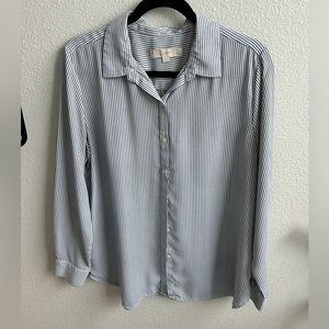 LOFT Blue & White Long Sleeve - Large/Petite